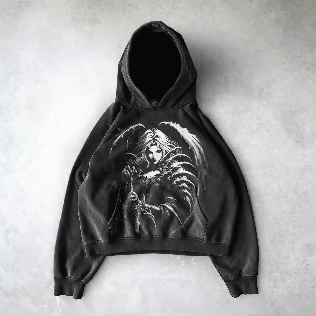 Y2k gothic dark female warrior hoodies men oversized sweatshirt couples punk tops streetwear goth harajuku women men clothing