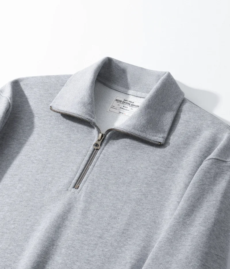 Ok4501 Men'S Sweatshirts Spring Autumn Simple Fashion Zipper Lapel Solid Color Good Quality Heavyweight 450g Male Pullovers Tops