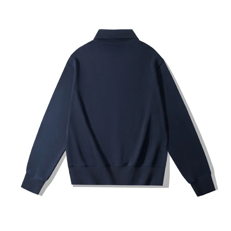 Ok4501 Men'S Sweatshirts Spring Autumn Simple Fashion Zipper Lapel Solid Color Good Quality Heavyweight 450g Male Pullovers Tops