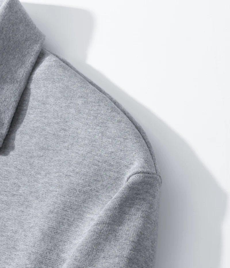 Ok4501 Men'S Sweatshirts Spring Autumn Simple Fashion Zipper Lapel Solid Color Good Quality Heavyweight 450g Male Pullovers Tops