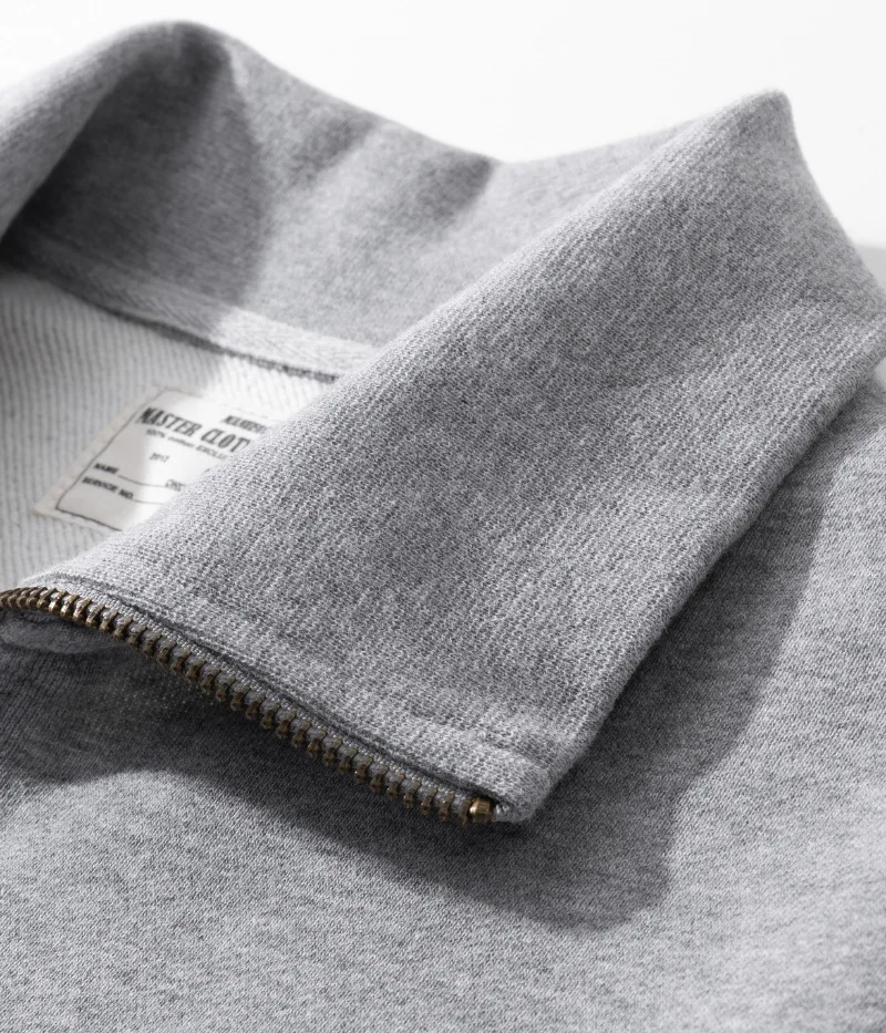 Ok4501 Men'S Sweatshirts Spring Autumn Simple Fashion Zipper Lapel Solid Color Good Quality Heavyweight 450g Male Pullovers Tops