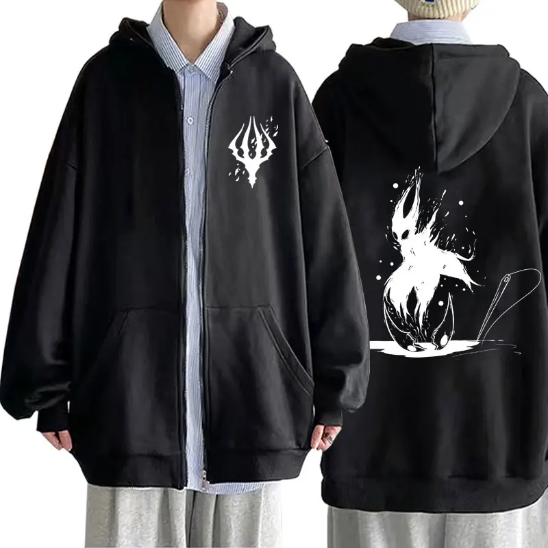 Game Hollow Void Hollow Knight Zipper Hoodie Mens Fashion Hooded Sweatshirt All-match Men Women Anime Black Loose Zip Up Jacket