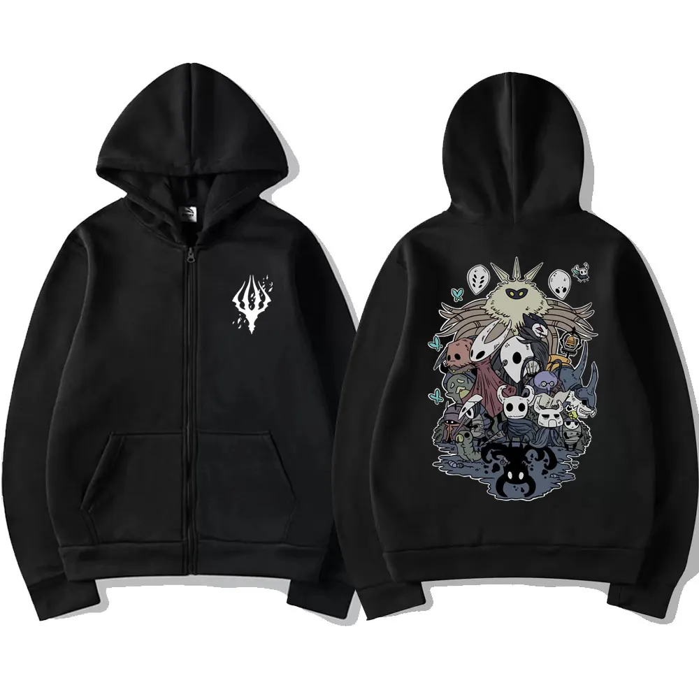 Game Hollow Void Hollow Knight Zipper Hoodie Mens Fashion Hooded Sweatshirt All-match Men Women Anime Black Loose Zip Up Jacket
