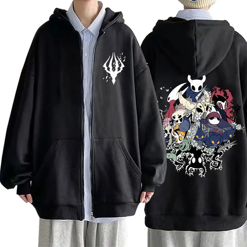Game Hollow Void Hollow Knight Zipper Hoodie Mens Fashion Hooded Sweatshirt All-match Men Women Anime Black Loose Zip Up Jacket