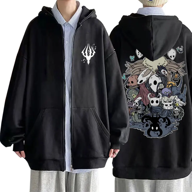 Game Hollow Void Hollow Knight Zipper Hoodie Mens Fashion Hooded Sweatshirt All-match Men Women Anime Black Loose Zip Up Jacket