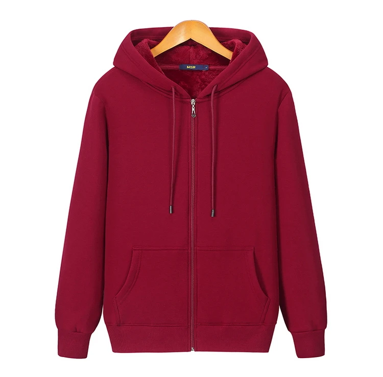 2026 New Autumn Winter Jacket Men Hoodie Velvet Thick Pure Cotton Solid Color Warm And Soft Ladies Zipper Coat Casual Sweatshirt