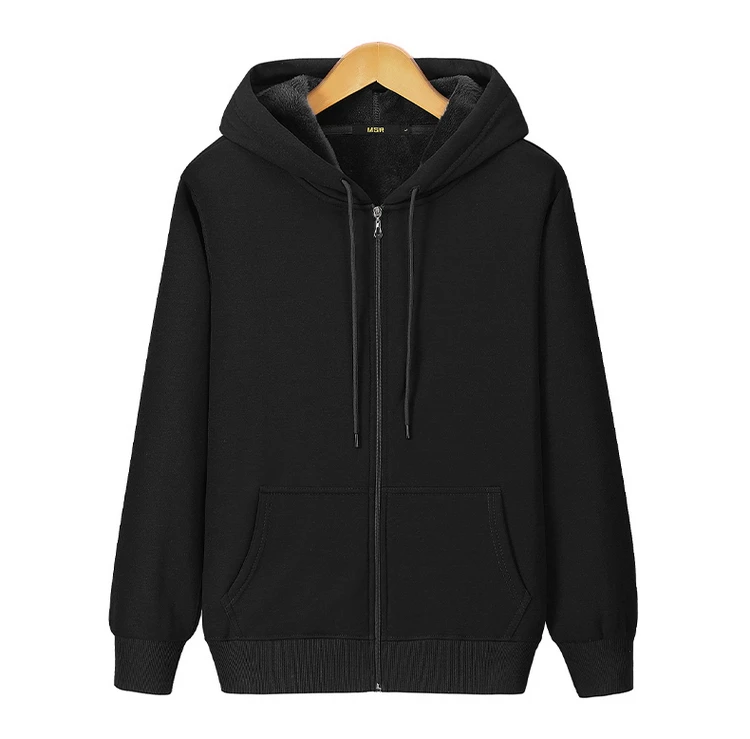 2026 New Autumn Winter Jacket Men Hoodie Velvet Thick Pure Cotton Solid Color Warm And Soft Ladies Zipper Coat Casual Sweatshirt