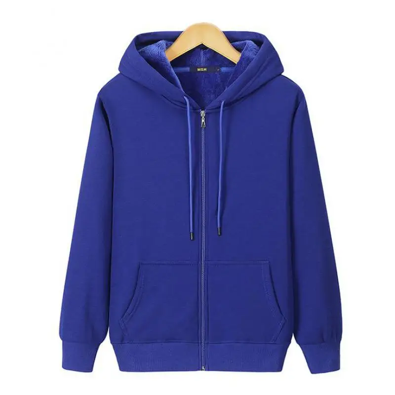 2026 New Autumn Winter Jacket Men Hoodie Velvet Thick Pure Cotton Solid Color Warm And Soft Ladies Zipper Coat Casual Sweatshirt