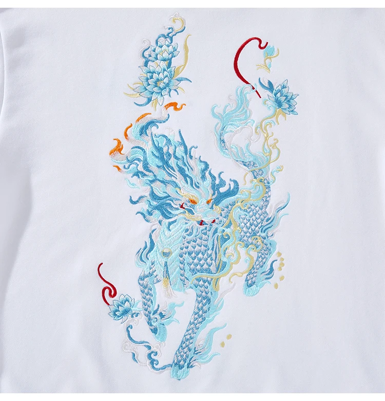 Vintage Hoodies Men Dragon Embroidery Hoodies Women Hip Hop Hooded Sweatshirt Chinese Streetwear Hoody Cotton Fleece Pullover