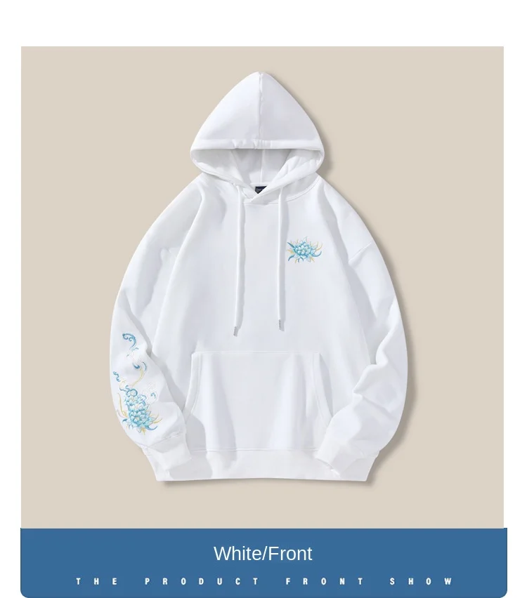 Vintage Hoodies Men Dragon Embroidery Hoodies Women Hip Hop Hooded Sweatshirt Chinese Streetwear Hoody Cotton Fleece Pullover