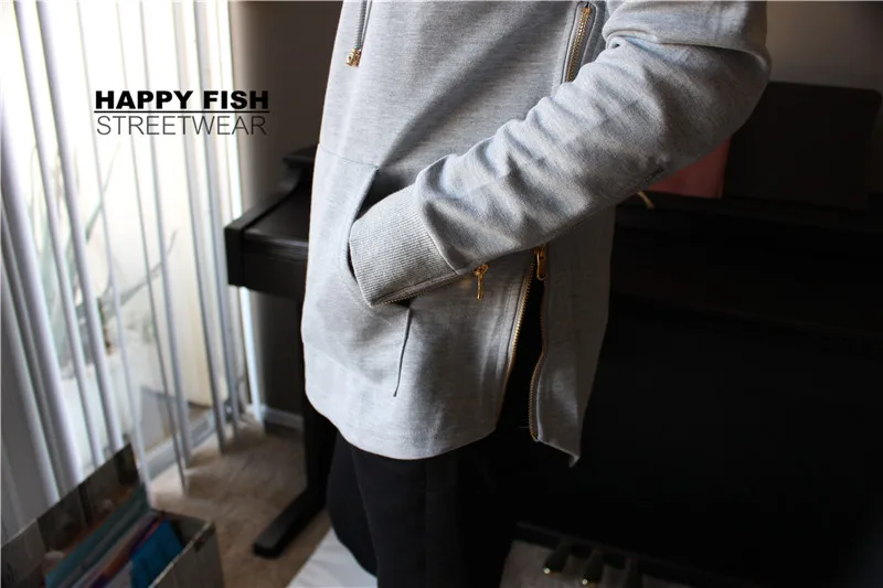 2026 Brand New Mens Hoodies Sweatshirts Streetwear Hip Hop Long Zipper Sweatshirt Cut Extended Men Hoody Sweatshirts For Male