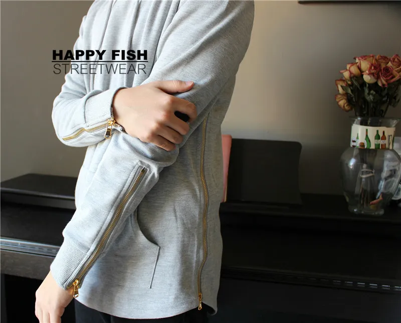 2026 Brand New Mens Hoodies Sweatshirts Streetwear Hip Hop Long Zipper Sweatshirt Cut Extended Men Hoody Sweatshirts For Male