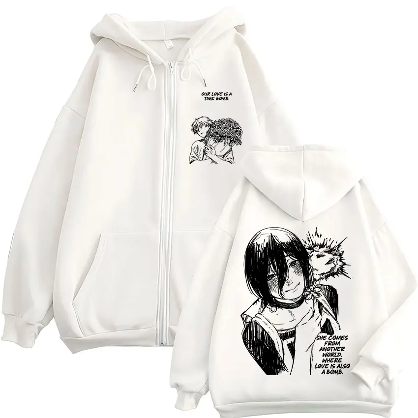 Anime Chainsaw Man Denji Reze manga zipper hoodie men's fashion zipper hoodie jacket jacket