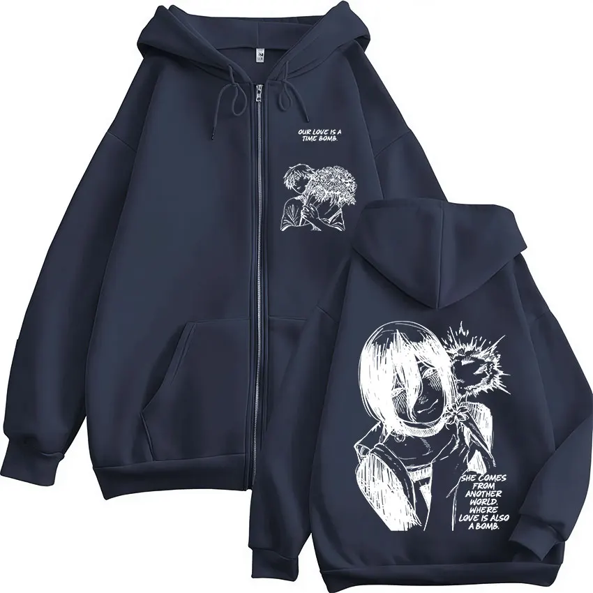 Anime Chainsaw Man Denji Reze manga zipper hoodie men's fashion zipper hoodie jacket jacket