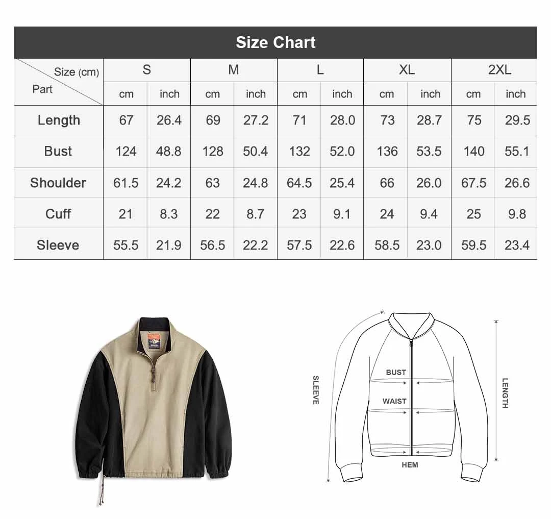 Maden Men's Half Zip Sweatshirt Cotton Stand Collar Pullover Color Block Loose Fit Workwear Streetwear Casual Top Fall