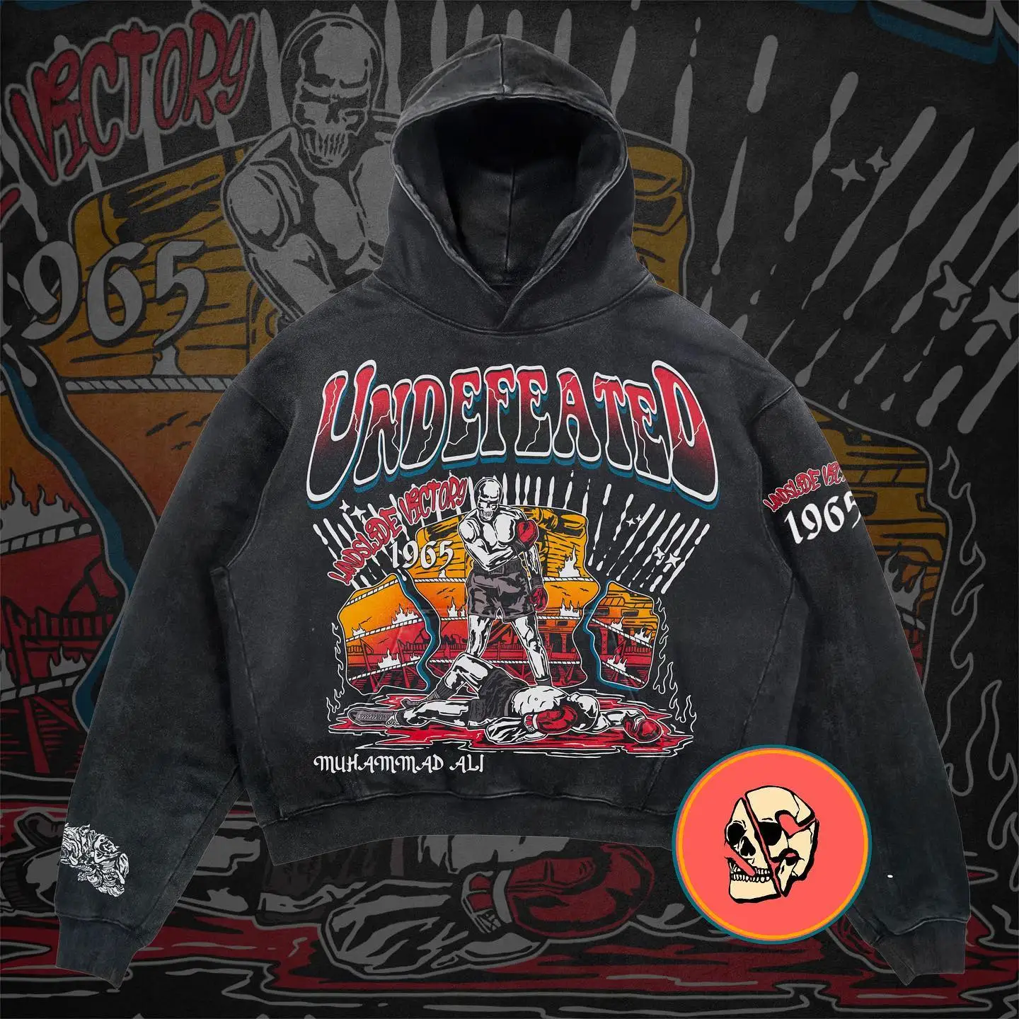 Harajuku skull letter oversized sweatshirt hoodie body armor hoodies women goth y2k tops 2026 new streetwear gothic clothes