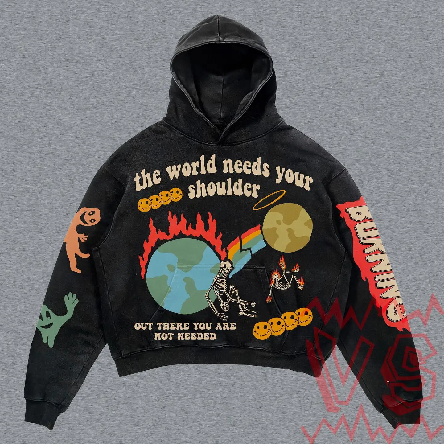 Harajuku skull letter oversized sweatshirt hoodie body armor hoodies women goth y2k tops 2026 new streetwear gothic clothes