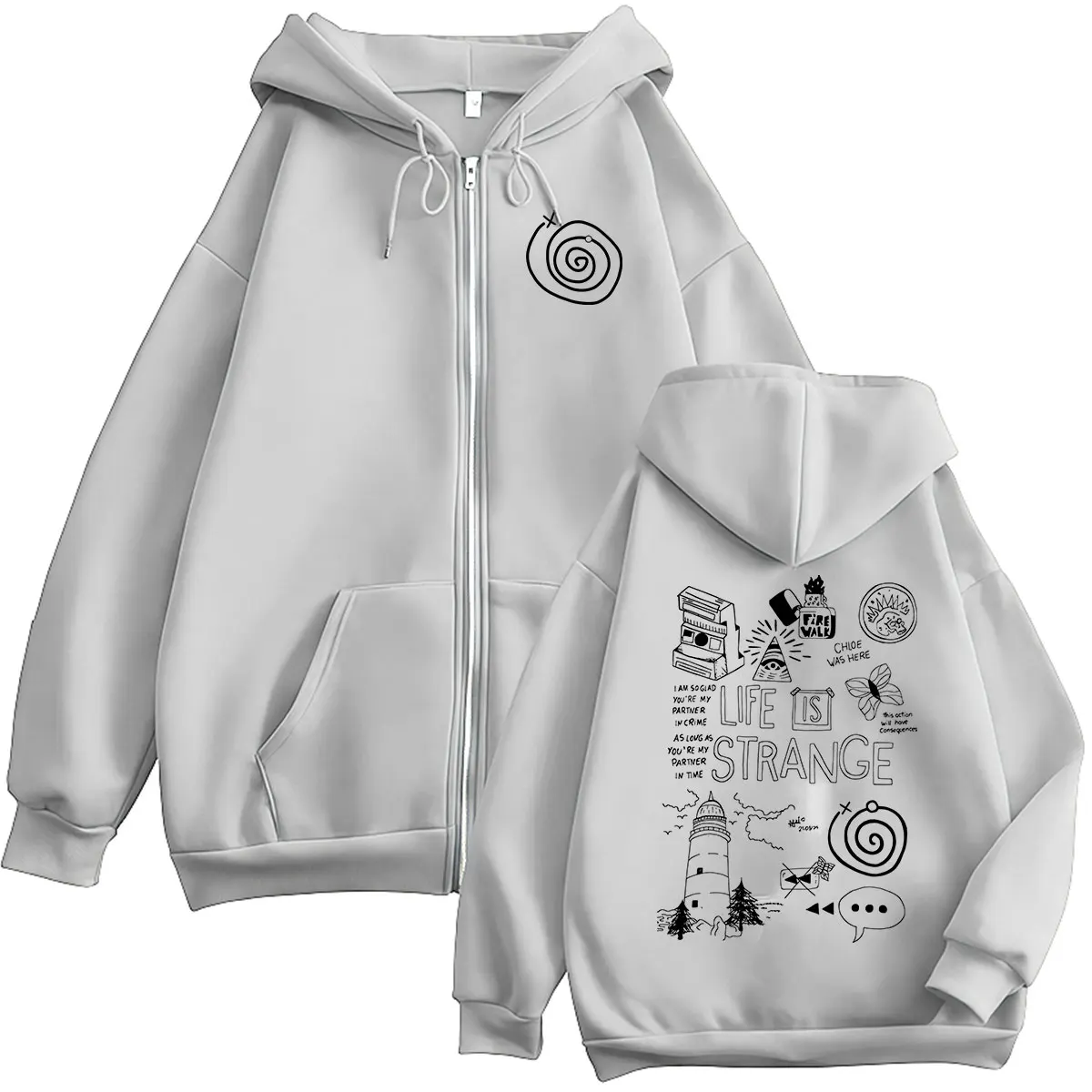 Game "Life is Strange" Printed Zipper Hoodie Men and Women Long Sleeve Fashion Loose Hoodie Loose Hoodie Hoodie Hoodie Coat