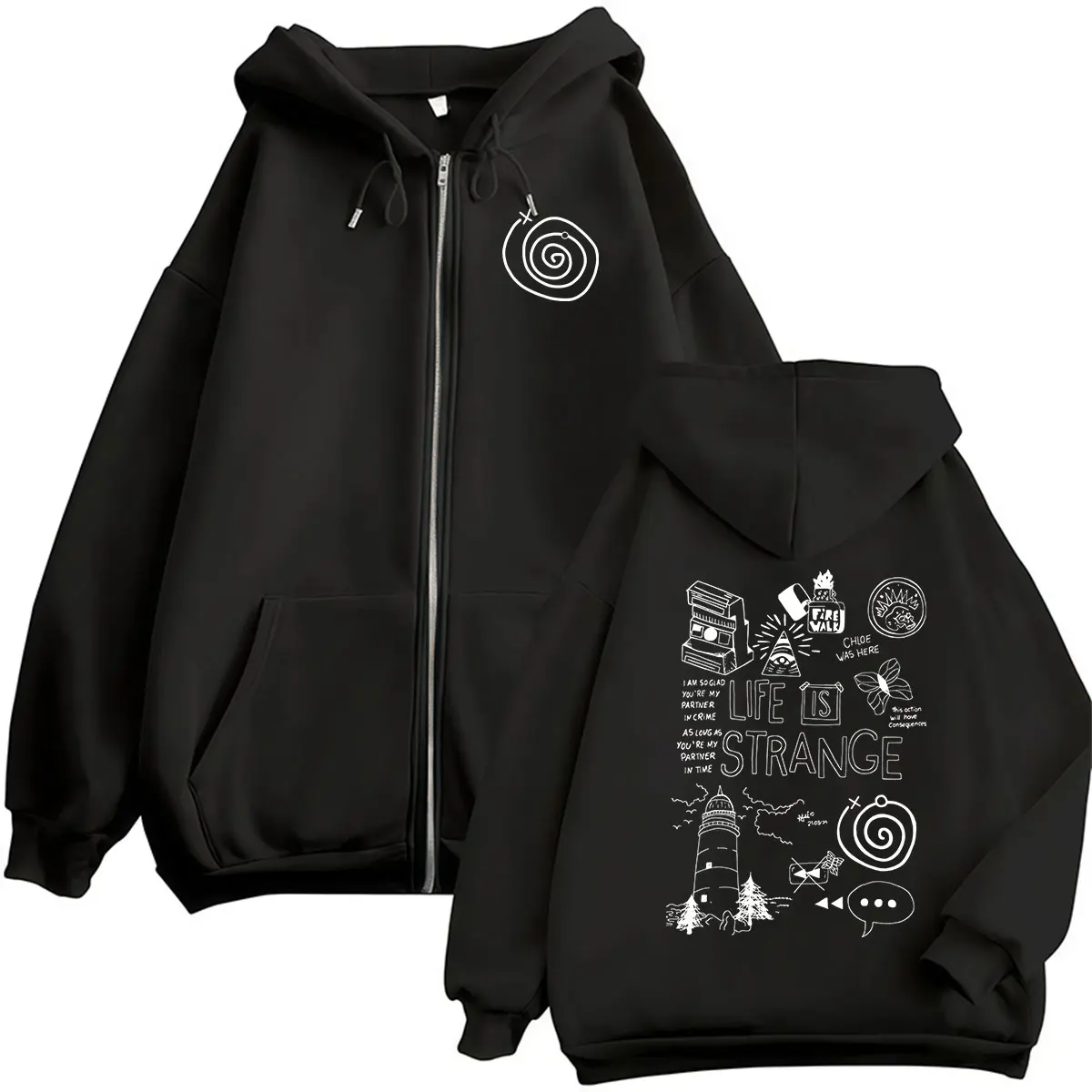 Game "Life is Strange" Printed Zipper Hoodie Men and Women Long Sleeve Fashion Loose Hoodie Loose Hoodie Hoodie Hoodie Coat