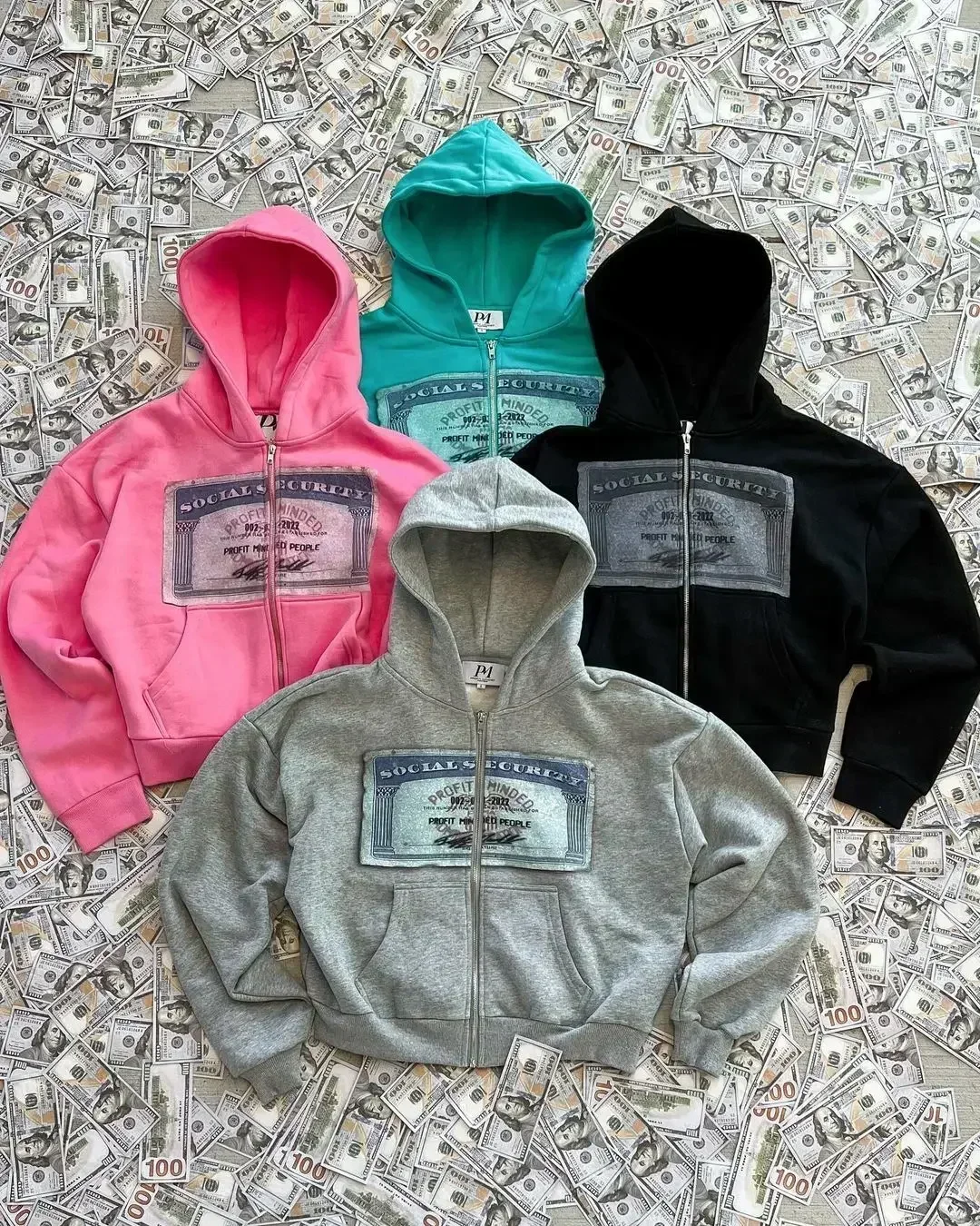 Y2K retro grey zip hoodies women card printed cardigan long sleeves personalized patterns new york street style street hooded