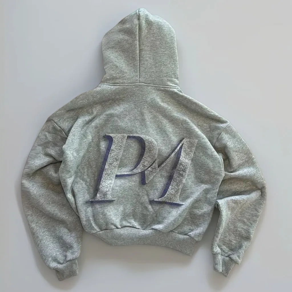 Y2K retro grey zip hoodies women card printed cardigan long sleeves personalized patterns new york street style street hooded