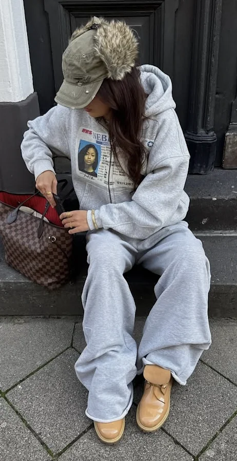 Y2K retro grey zip hoodies women card printed cardigan long sleeves personalized patterns new york street style street hooded