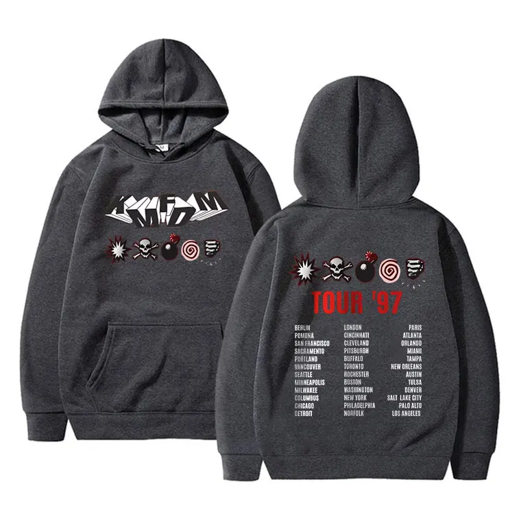Rock Band Kmfdm Tour 97 Graphic Hoodie Men Women's Vintage Gothic Punk Pullover Hoodies Unsiex Casual Fleece Cotton Sweatshirt