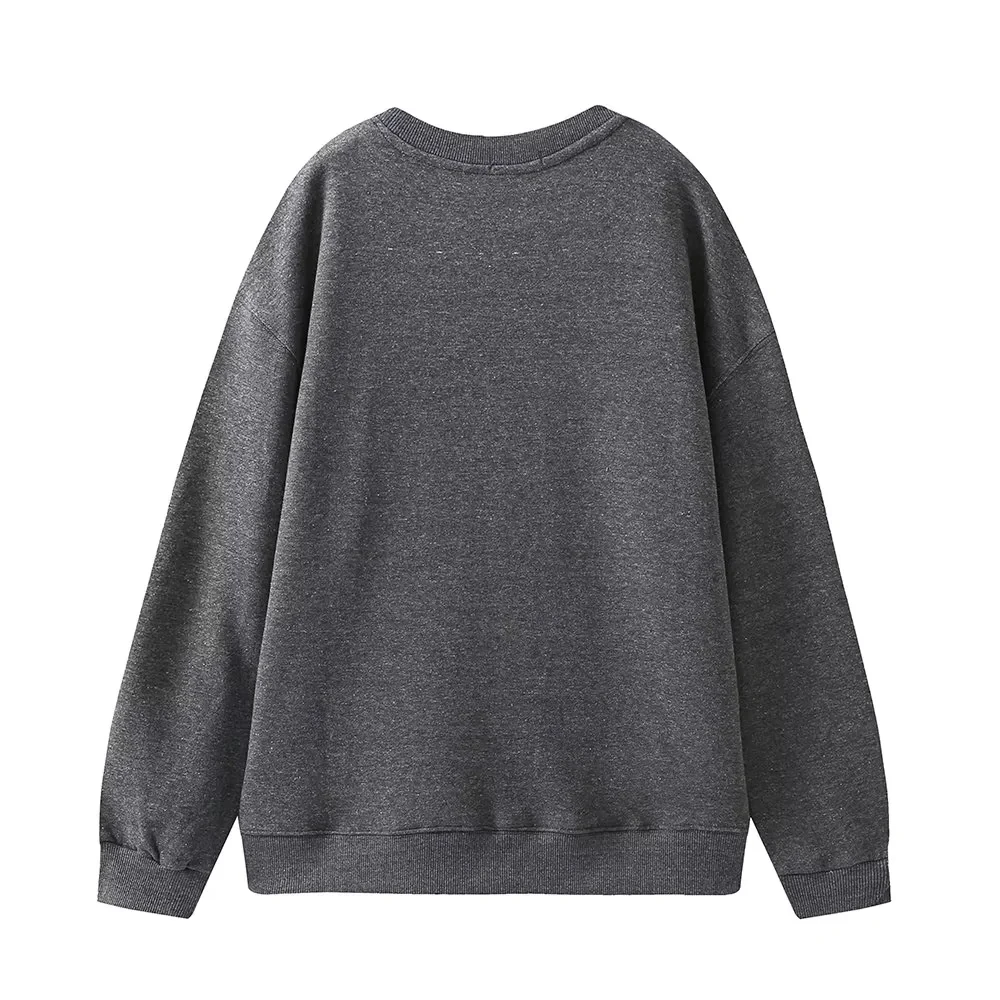 Sivatu TRAF Women Sweatshirts 2026 New Fashion Beauty Girls Print Casual Sweatshirts Female O Neck Hoodies Chic Pullovers Tops