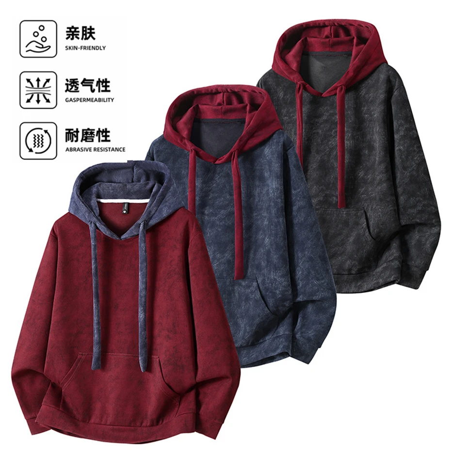 Vintage Tie-dye Hoodie Men 10XL Plus Size Hoodie Spring Autumn Hooded Color Block Hoodies Male Big Size 10XL