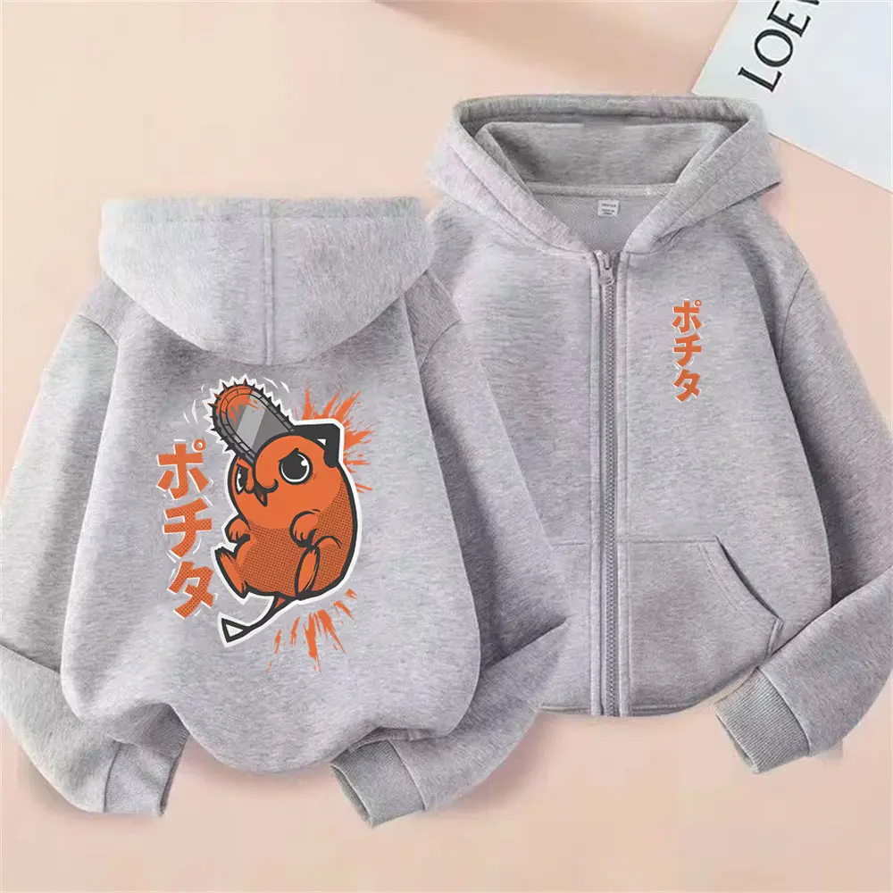 Anime Chainsaw Person Washing Retro Zipper Hoodie cartoon Electric Second Pochita Funny Picture Men's and Women's Comic Jacket