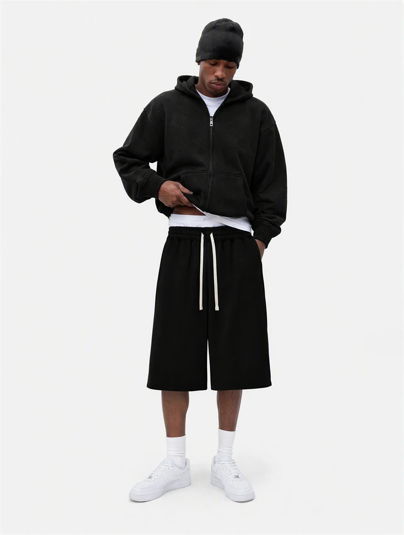 JMD Fashion Men 410gsm 100% Cotton Zipper Hoodies Unisex Casual Heavy Weight Boxyfit Solid Hooded Jacket Outfits QH0170