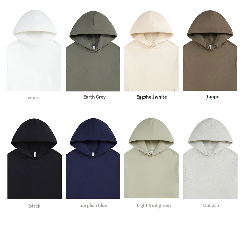 Custom Logo Autumn Unisex 100% Cotton French Terry Loose Fit Hoodie Plain Long Sleeve Drawstring Hooded Sweatshirt