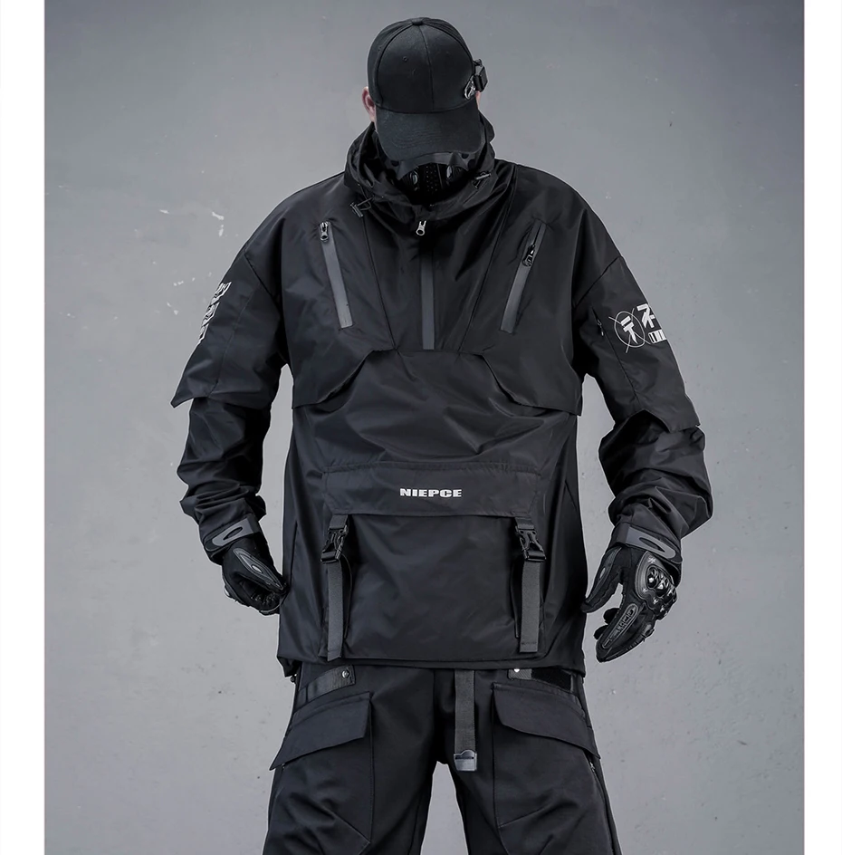 Teachewear Tactical Jackets Men Fashion Streetwear Jackets Hooded Windbreaker Hip Hop Harajuku Jackets