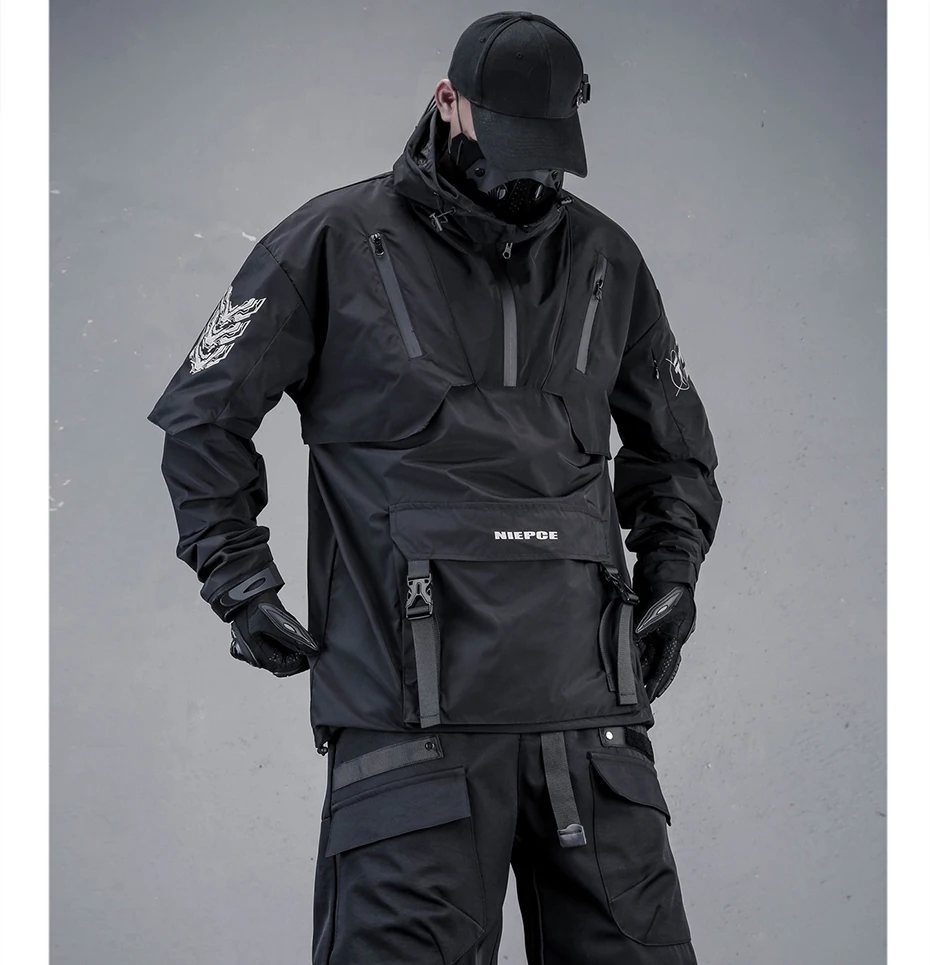 Teachewear Tactical Jackets Men Fashion Streetwear Jackets Hooded Windbreaker Hip Hop Harajuku Jackets