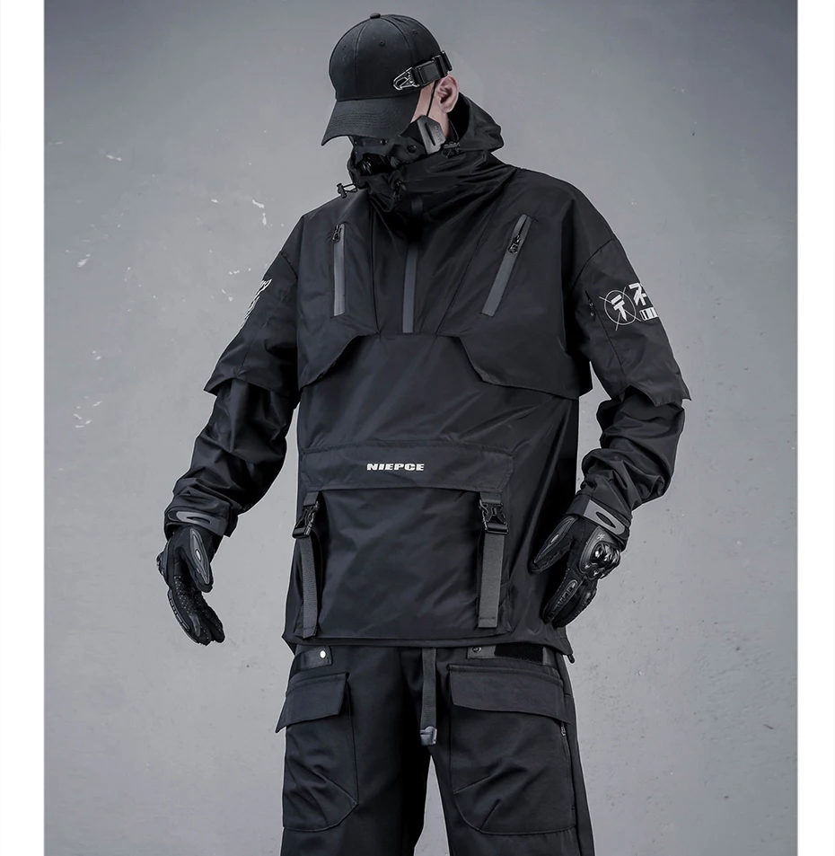 Teachewear Tactical Jackets Men Fashion Streetwear Jackets Hooded Windbreaker Hip Hop Harajuku Jackets