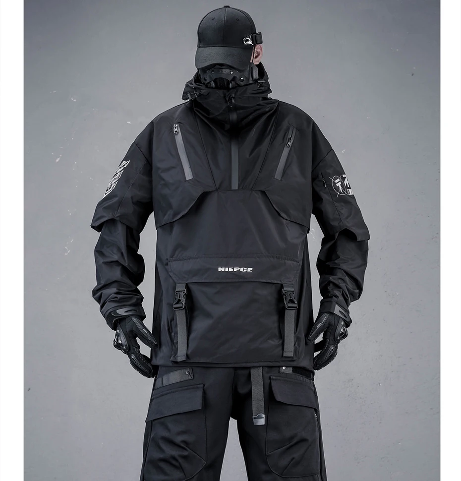 Teachewear Tactical Jackets Men Fashion Streetwear Jackets Hooded Windbreaker Hip Hop Harajuku Jackets