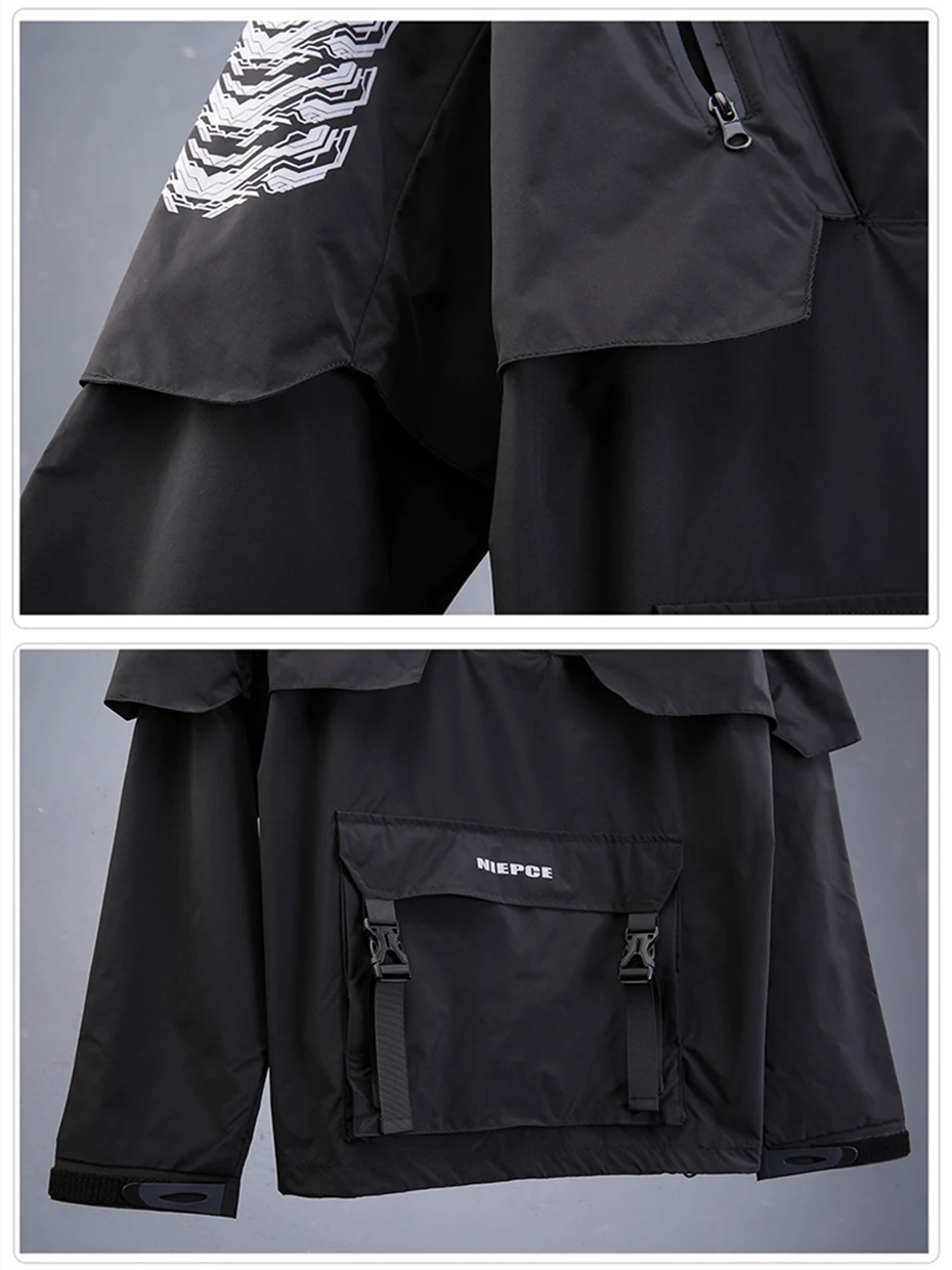 Teachewear Tactical Jackets Men Fashion Streetwear Jackets Hooded Windbreaker Hip Hop Harajuku Jackets