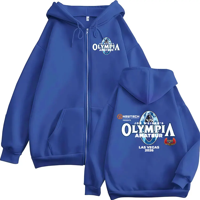 2026 Olympia Gym Fitness Pump Cover Zip Up Hoodie Men's Women Fashion Vintage Oversized Long Sleeve Jacket Sweatshirt Streetwear