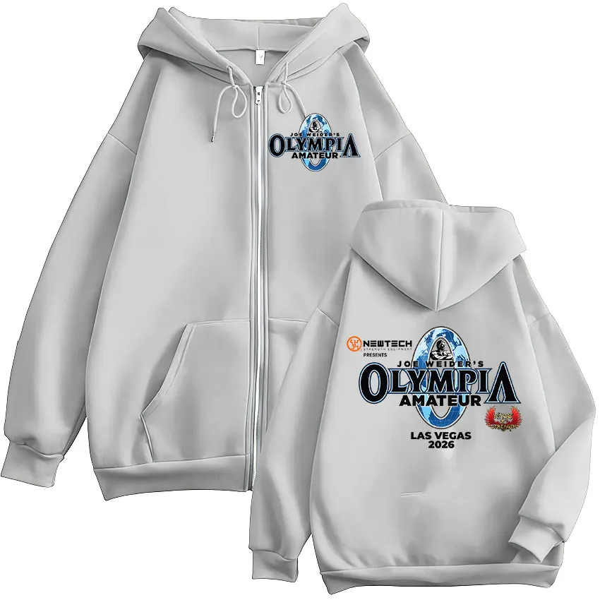 2026 Olympia Gym Fitness Pump Cover Zip Up Hoodie Men's Women Fashion Vintage Oversized Long Sleeve Jacket Sweatshirt Streetwear
