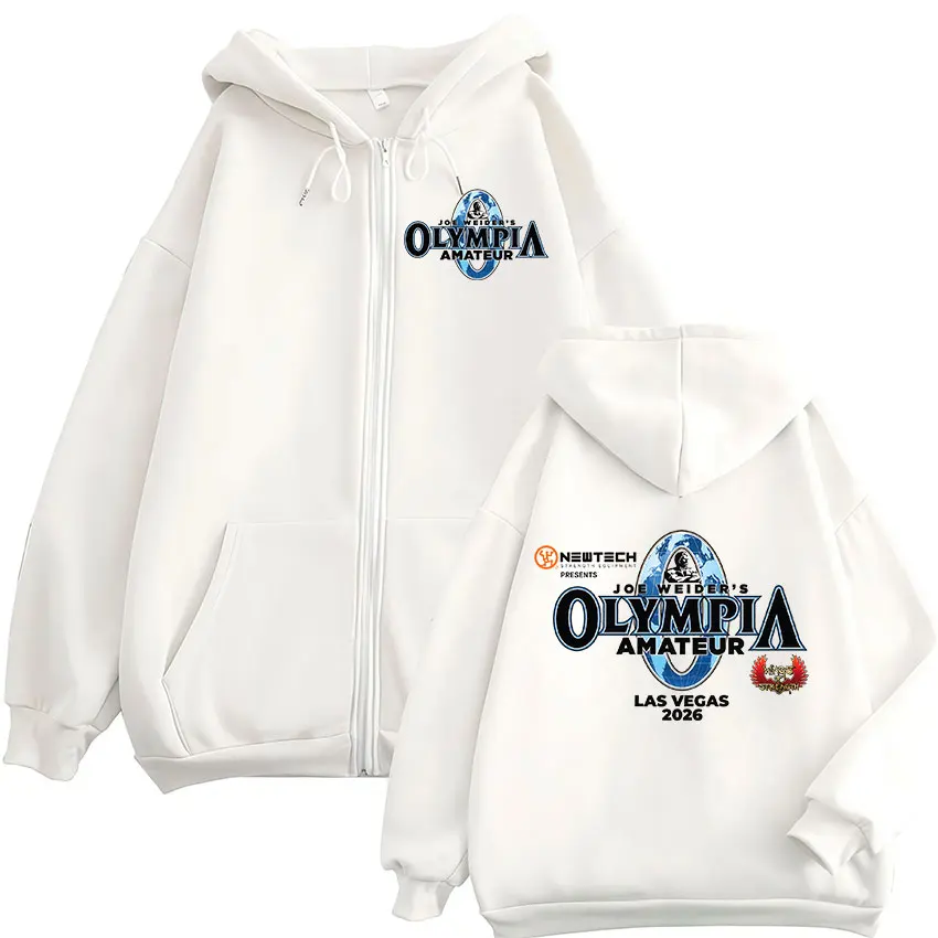 2026 Olympia Gym Fitness Pump Cover Zip Up Hoodie Men's Women Fashion Vintage Oversized Long Sleeve Jacket Sweatshirt Streetwear