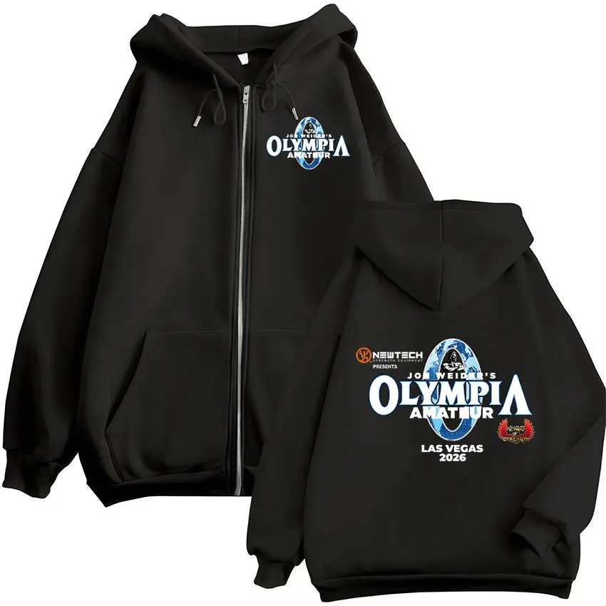 2026 Olympia Gym Fitness Pump Cover Zip Up Hoodie Men's Women Fashion Vintage Oversized Long Sleeve Jacket Sweatshirt Streetwear