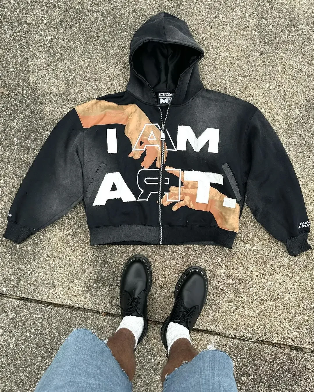 2024 American retro letter printed zipper hoodie hip hop trendy street 2K Harajuku men's punk casual colorful super sweatshirt