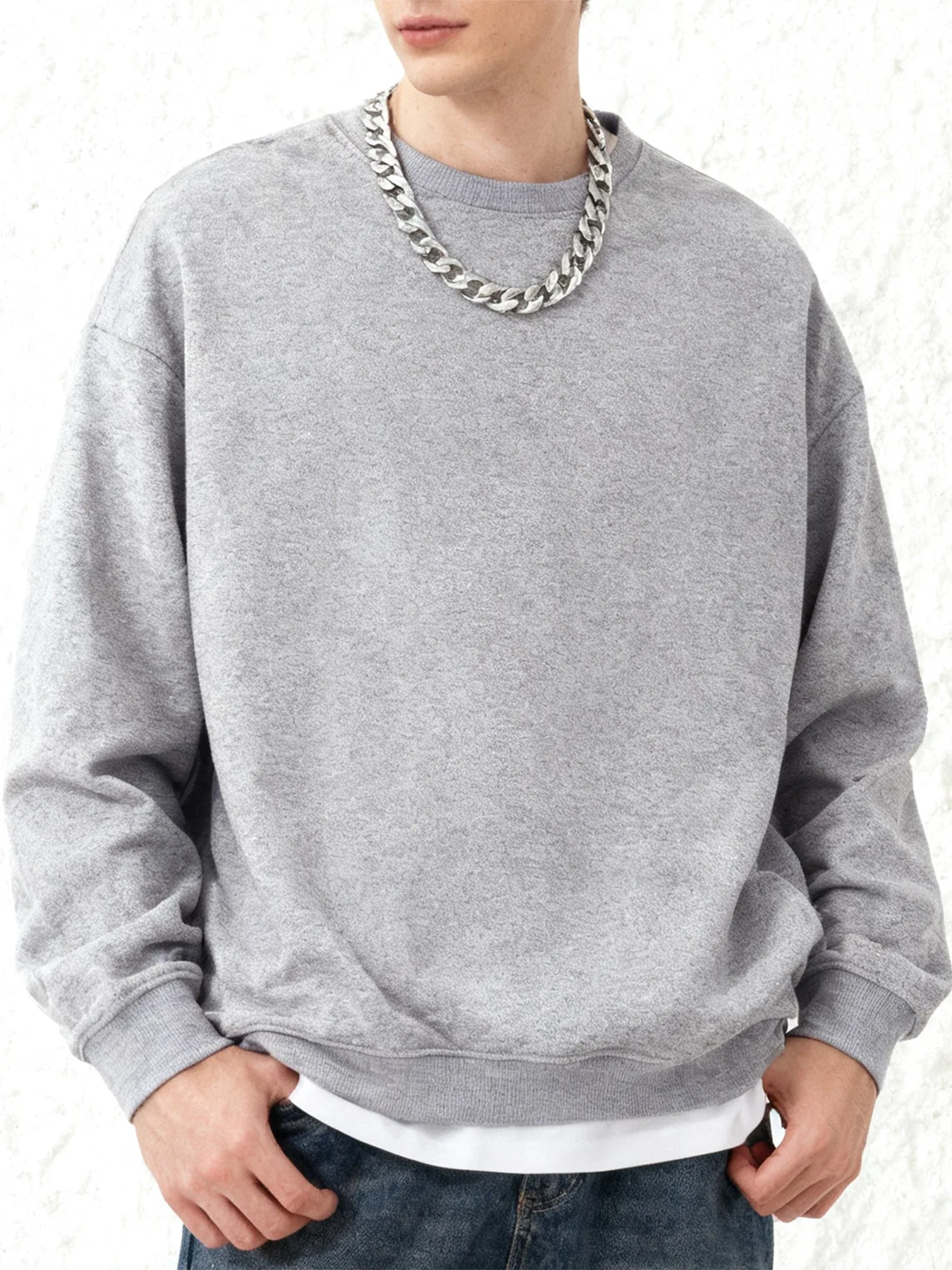Autumn S-3XL Man Fashion Oversized Sweatshirt Street Casual Pullover Sport Crewneck Hoodless Long Sleeved New Basics Sportswears