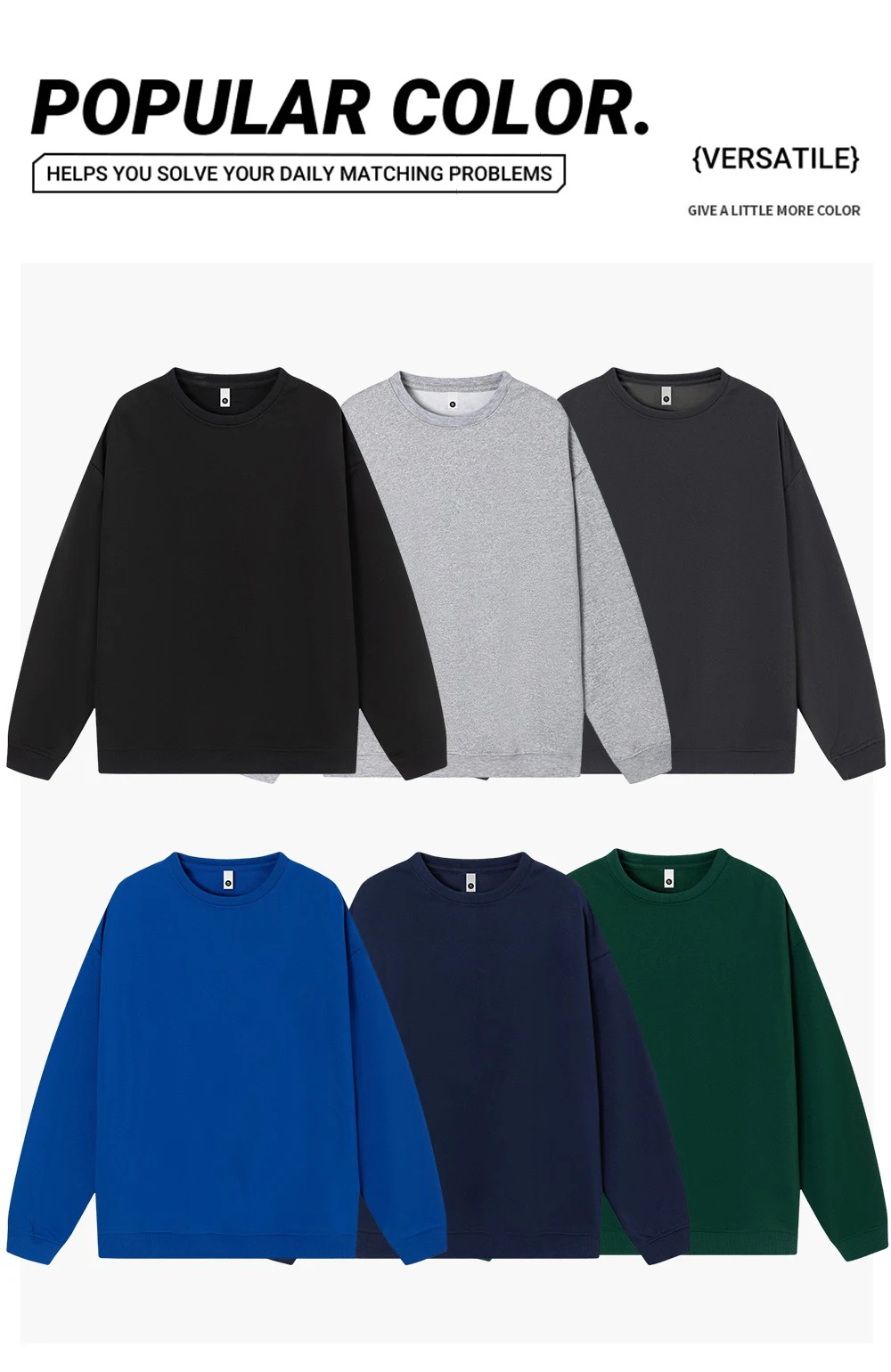 Autumn S-3XL Man Fashion Oversized Sweatshirt Street Casual Pullover Sport Crewneck Hoodless Long Sleeved New Basics Sportswears
