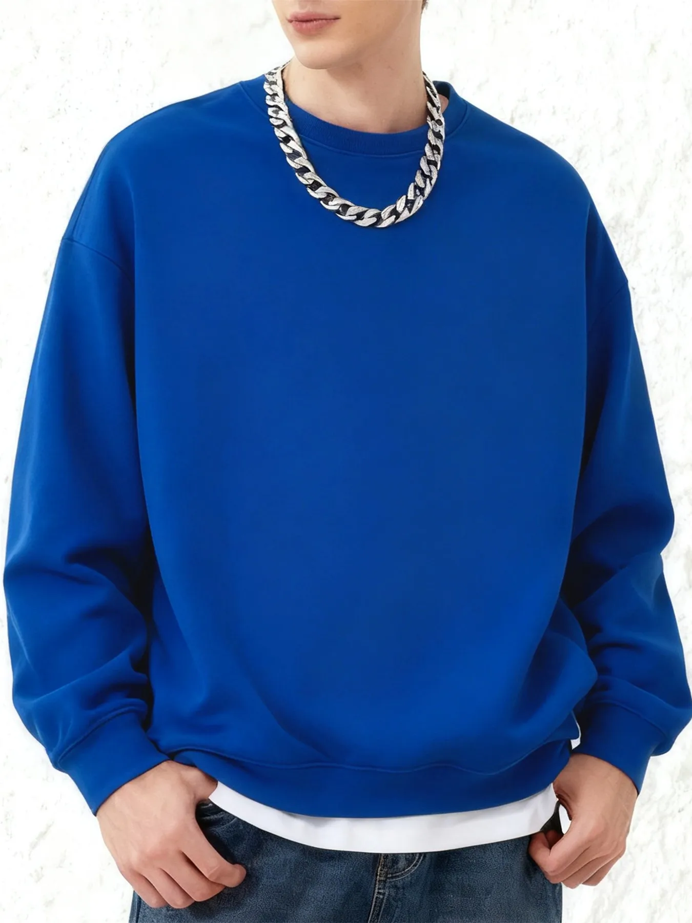 Autumn S-3XL Man Fashion Oversized Sweatshirt Street Casual Pullover Sport Crewneck Hoodless Long Sleeved New Basics Sportswears