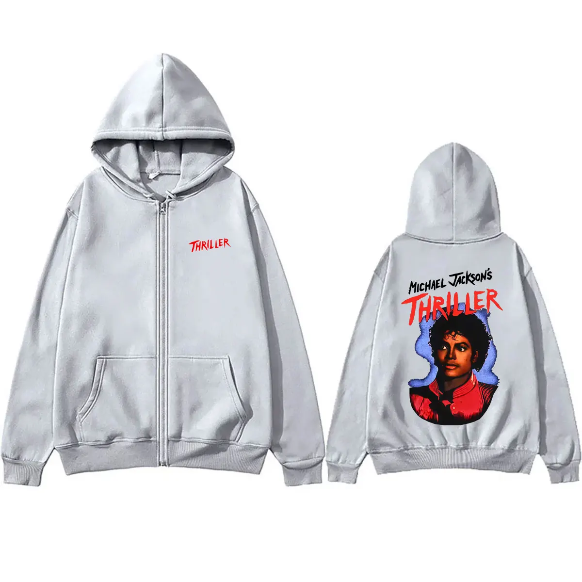 Michael Jackson Thriller Merch Zipper Hoodie Men Women Vintage Gothic Rock Zip Up Jacket Coat Men's Fashion Oversized Streetwear