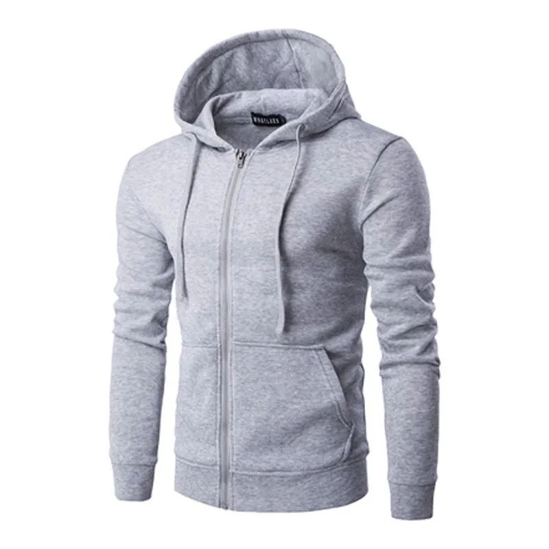 Casual Hooded Sporty Hoodies with Pocket Autumn Spring Notched Collar Patch Pocket Zipper Decoration Men Hoodies and Sweatshirts