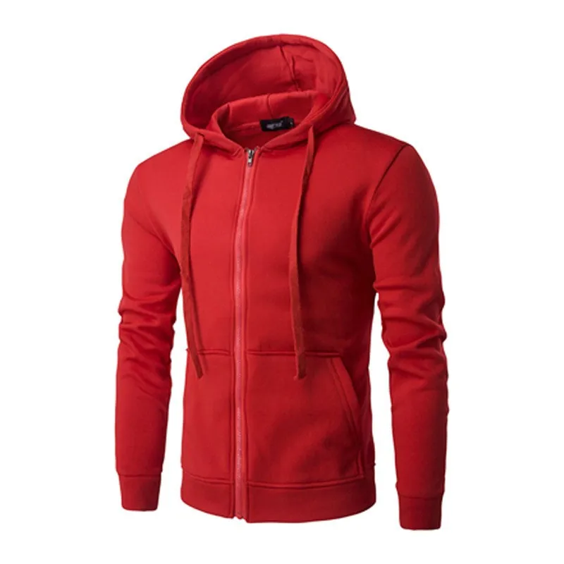 Casual Hooded Sporty Hoodies with Pocket Autumn Spring Notched Collar Patch Pocket Zipper Decoration Men Hoodies and Sweatshirts