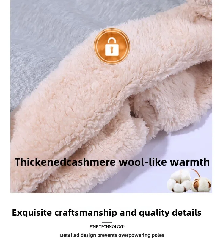 Lamb Velvet Hoodie Men's Thickened Fleece round Neck Casual Versatile Teenage Warm Top Lamb Velvet Jacket Winter Fashion