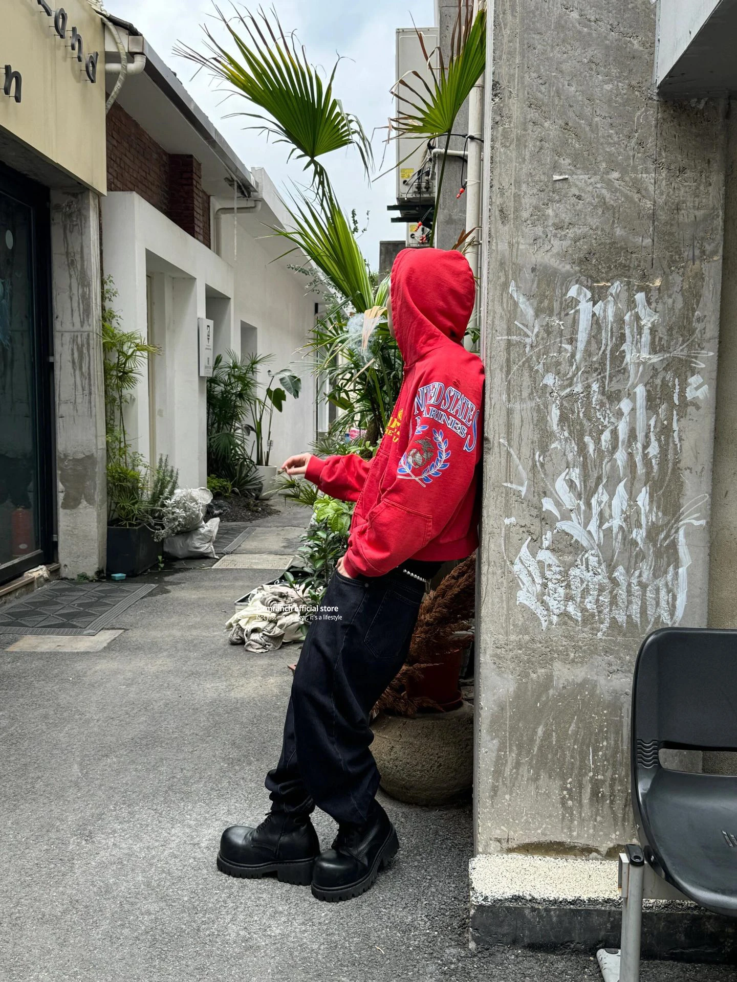 Firmranch 25ss Korean Fashion High Street Red Color Hoodies Jackets For Men Women Distressed Washed Zipper Hooded Sweatshirt